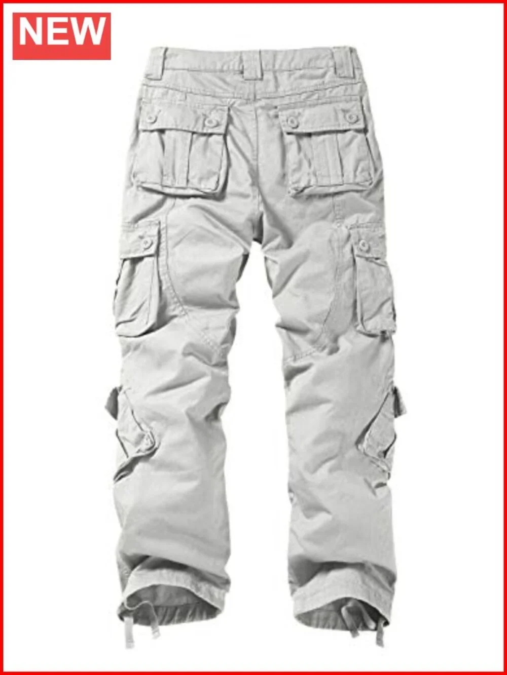 Men's Cargo Pants 8 Pockets Adjustable Drawstring Waist Cotton Twill